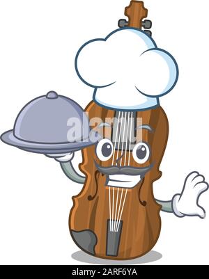 cartoon design of violin as a Chef having food on tray Stock Vector