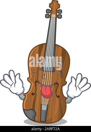 Cute violin cartoon mascot style with Tongue out Stock Vector