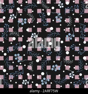 Seamless Christmas pattern with branches with berries and spruce branches. Vector illustration.Winter Collection Stock Vector