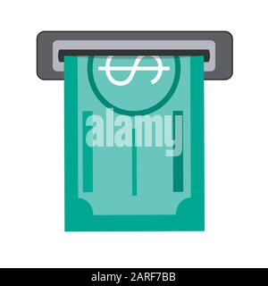 Money from ATM slot. ATM terminal usage concept. Pushing credit card in to the ATM machine slot and getting money Stock Vector