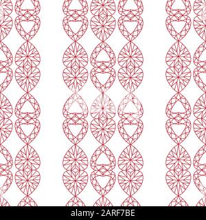 Red Hearts Diamond Seamless Chain Vector Pattern on White Stock Vector