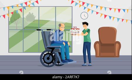 old man birthday cartoon character