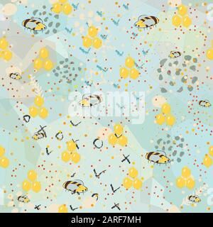 Seamless Pattern with Honey. Scandinavian Style. Stock Vector