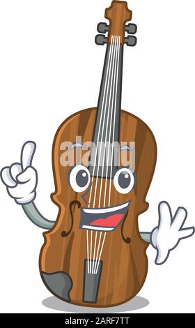 One Finger violin in mascot cartoon character style Stock Vector