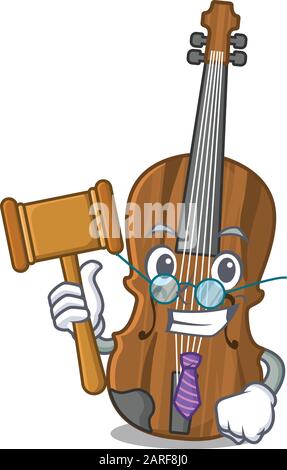 Smart Judge violin in mascot cartoon character style Stock Vector