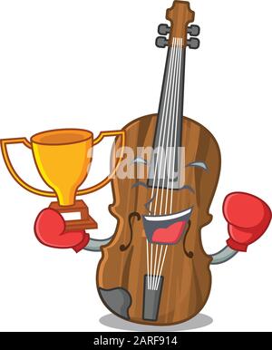 fantastic Boxing winner of violin in mascot cartoon style Stock Vector