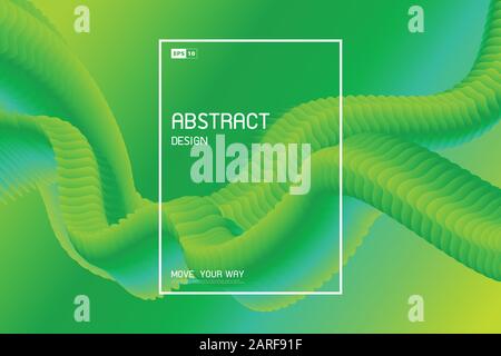 Abstract gradient green fluid wavy pattern design of decorative artwork background. Use for ad, poster, artwork, print, headline. illustration vector Stock Vector