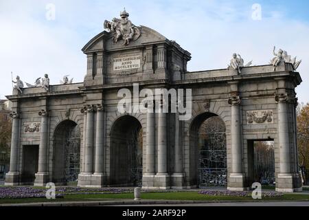 Puerta de Alcala, monument commanded to be built by King Carlos III in the 17th century Stock Photo