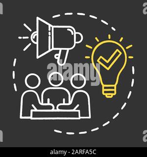 Contributing ideas chalk RGB color concept icon. Business meeting. Briefing and teamwork. Cooperation in community. Brainstorming idea. Vector isolate Stock Vector