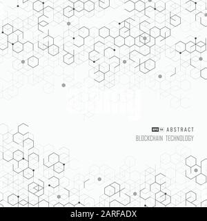 Abstract cover hexagonal geometric of blockchain design artwork. Use for cover, ad, template design, print, presentation. illustration vector eps10 Stock Vector