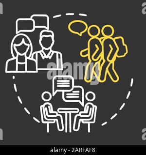 Communication skills chalk RGB color concept icon. Student group dynamic. Inclusive education community. Socialization ability idea. Vector isolated c Stock Vector