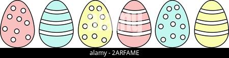 multicolored Easter eggs. Vector. pastel pink blue yellow Stock Vector