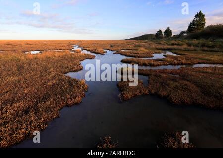 View over Stiffkey saltmarshes, North Norfolk, England, UK Stock Photo