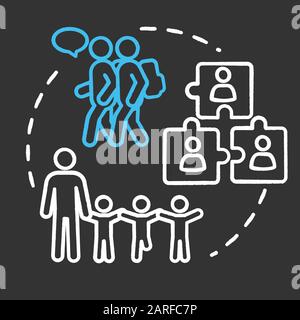 Socialization chalk RGB color concept icon. Diversity in school group. Inclusive education. Social adaptation aid. Communication idea. Vector isolated Stock Vector