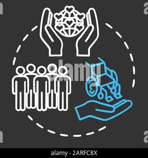 Deference chalk RGB color concept icon. Multi-cultural integrity. Inclusive environment. Social union aid. Universal respect idea. Vector isolated cha Stock Vector