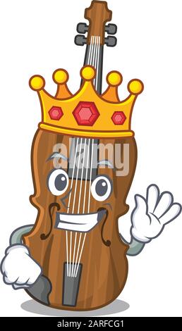 A stunning of violin stylized of King on cartoon mascot style Stock Vector