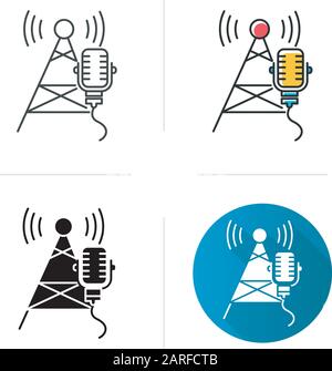 Broadcasting industry linear icon. Telecommunications. Soundwave ...