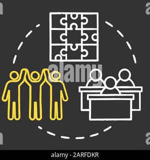 Full inclusion chalk RGB color concept icon. Student group dynamics. Diverse community assistance. Inclusive education idea. Vector isolated chalkboar Stock Vector