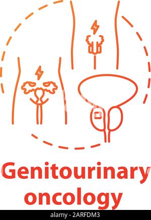 Genitourinary oncology concept icon. Human reproductive system disorder. Cancer awareness. Health care idea thin line illustration. Vector isolated ou Stock Vector