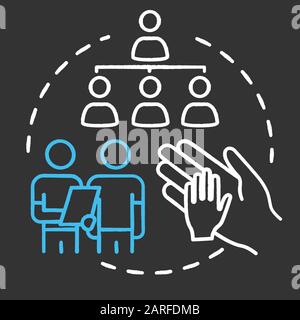 Support of mentor chalk RGB color concept icon. Teacher assistance. Coaching and training. Study project aid. Tuition idea. Vector isolated chalkboard Stock Vector
