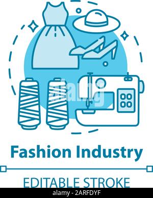 Fashion industry concept icon. Clothing business. Workshop for tailoring clothes and shoes. Sewing idea thin line illustration. Vector isolated outlin Stock Vector