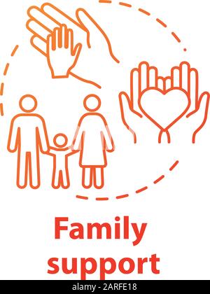 Family support concept icon. Parental care. Relatives backing. Family unity, protection, help idea thin line illustration. Vector isolated outline RGB Stock Vector