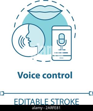 Voice control turquoise concept icon. Smart house management idea thin line illustration. Innovative technology for apartment. Verbal interaction. Vec Stock Vector