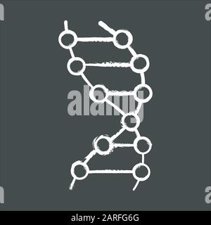 DNA helix chalk icon. Z-DNA. Connected dots, lines. Deoxyribonucleic, nucleic acid. Spiral strands. Chromosome. Molecular biology. Genetic code. Genet Stock Vector