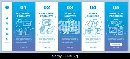 Local production onboarding mobile web pages vector template. Hobby business. Fashion industry. Responsive smartphone website interface idea, linear i Stock Vector