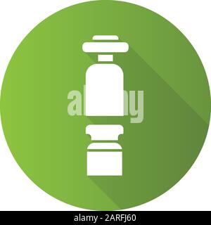 Wine preserver and bottle with cork green flat design long shadow glyph icon. Barman equipment. Sommelier tool. Alcohol beverage. Aperitif drink. Vect Stock Vector