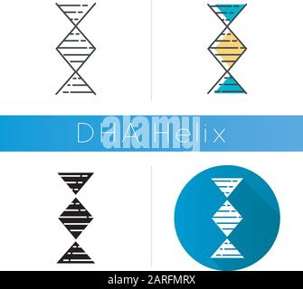 Diamond-shaped DNA helix icon. Deoxyribonucleic, nucleic acid. Chromosome. Molecular biology. Genetic code. Genome. Genetics. Flat design, linear and Stock Vector