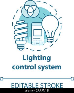 Lighting control system turquoise concept icon. Smart house idea thin line illustration. Innovative technology for apartment. Smartphone settings app. Stock Vector