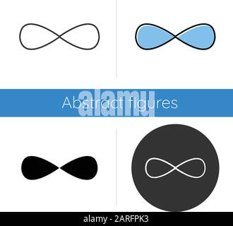 Eternity sign icon. Closed polygonal filled curve. Geometric flat figure. Continuous line. Graphic abstract shape. Isometric form. Flat design, linear Stock Vector