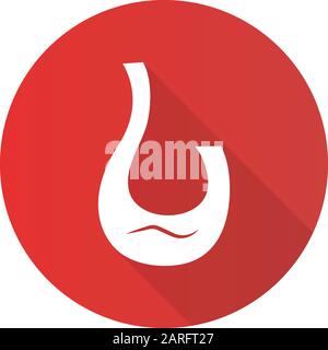 Decorative swan decanter red flat design long shadow glyph icon. Wine service. Alcohol beverage. Party celebration aperitif drink. Bar, restaurant, wi Stock Vector