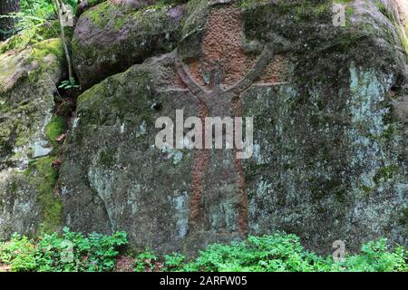 Volto Santo Relief In Den Ernst Michel Felsen Nahe Mainleus Landkreis Kulmbach Oberfranken Bayern Deutschland Weathered Flat Relief Presumabl Stock Photo Alamy