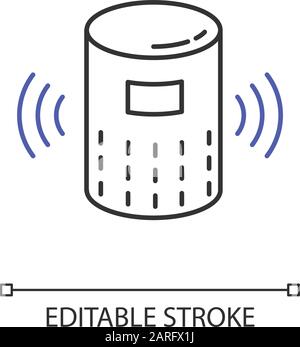 Weather forecast voice search linear icon. Smartphone sound command. Meteorology app, mobile application. Thin line illustration. Contour symbol. Vect Stock Vector