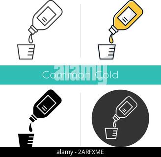 Cough syrup linear icon. Common cold aid. Medication for healthcare ...