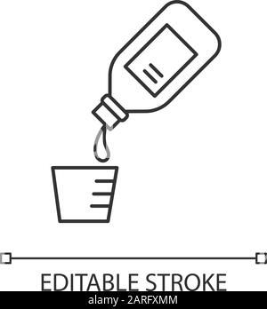 Cough syrup icon. Common cold aid. Throat pain cure. Medication for ...