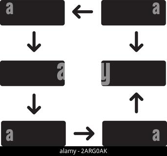 Connection diagram glyph icon. Wiring chart. Progress stages presentation, process visualization. Network diagram. Closed cycle report. Silhouette sym Stock Vector