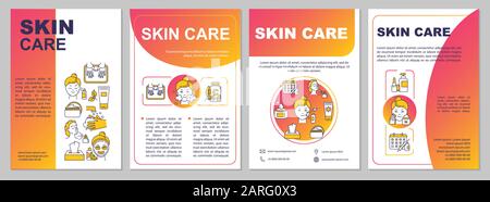 Skin care, cosmetology, beauty procedures brochure template. Flyer, booklet, leaflet print, cover design with linear icons. Vector layouts for magazin Stock Vector