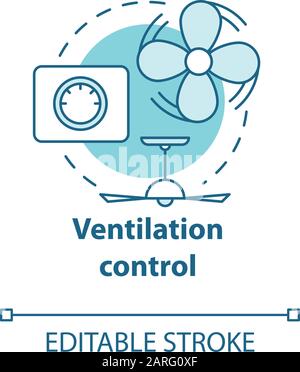 Ventilation control turquoise concept icon. Smart house idea thin line illustration. Innovative technology for apartment. Fresh air management. Vector Stock Vector