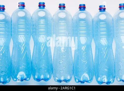 Set of empty Plastic bottles isolated on white Stock Photo