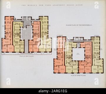 Floor plans of The Montebello. The World's loose leaf album of apartment houses containing views and ground plans of the principal high class