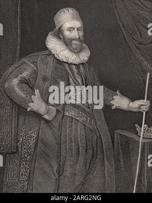 Portrait of Ludovic Stewart 2nd Duke of Lennox by Simon de Passe Stock ...