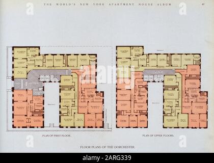 Floor plans of The Dorchester. The World's loose leaf album of apartment houses containing views and ground plans of the principal high class