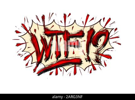 WTF!? - comics sppech bubble sound effect illustration explosion Stock Photo