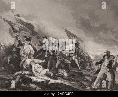 Death of Joseph Warren in the Battle of Bunker Hill, American Revolutionary War, siege of Boston, 1775 Stock Photo
