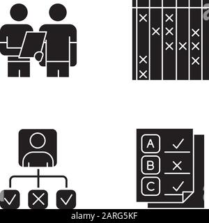 Survey data glyph icon. Cross mark on checklist. Info analysis. Chart ...