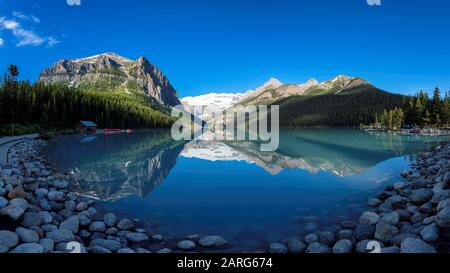 Beautiful Lake Louise in Rocky Mountains, Banff National Park, Canada. Stock Photo