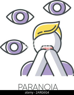 Paranoia icon. Panic attack. Fear and phobia. Terrified man. Stress and ...